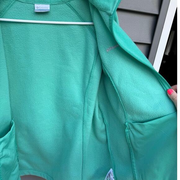 Columbia XL Full Zip Collared Fleece Jacket with Pockets - Sea Foam Green - Picture 10 of 12